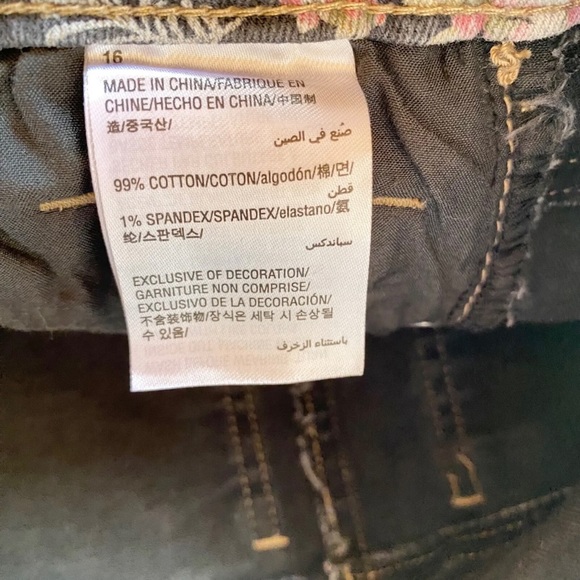 Epic Threads Girls Floral Skinny Jeans Sz 16 Gray Baby Pink Distressed Stretch - Picture 5 of 12